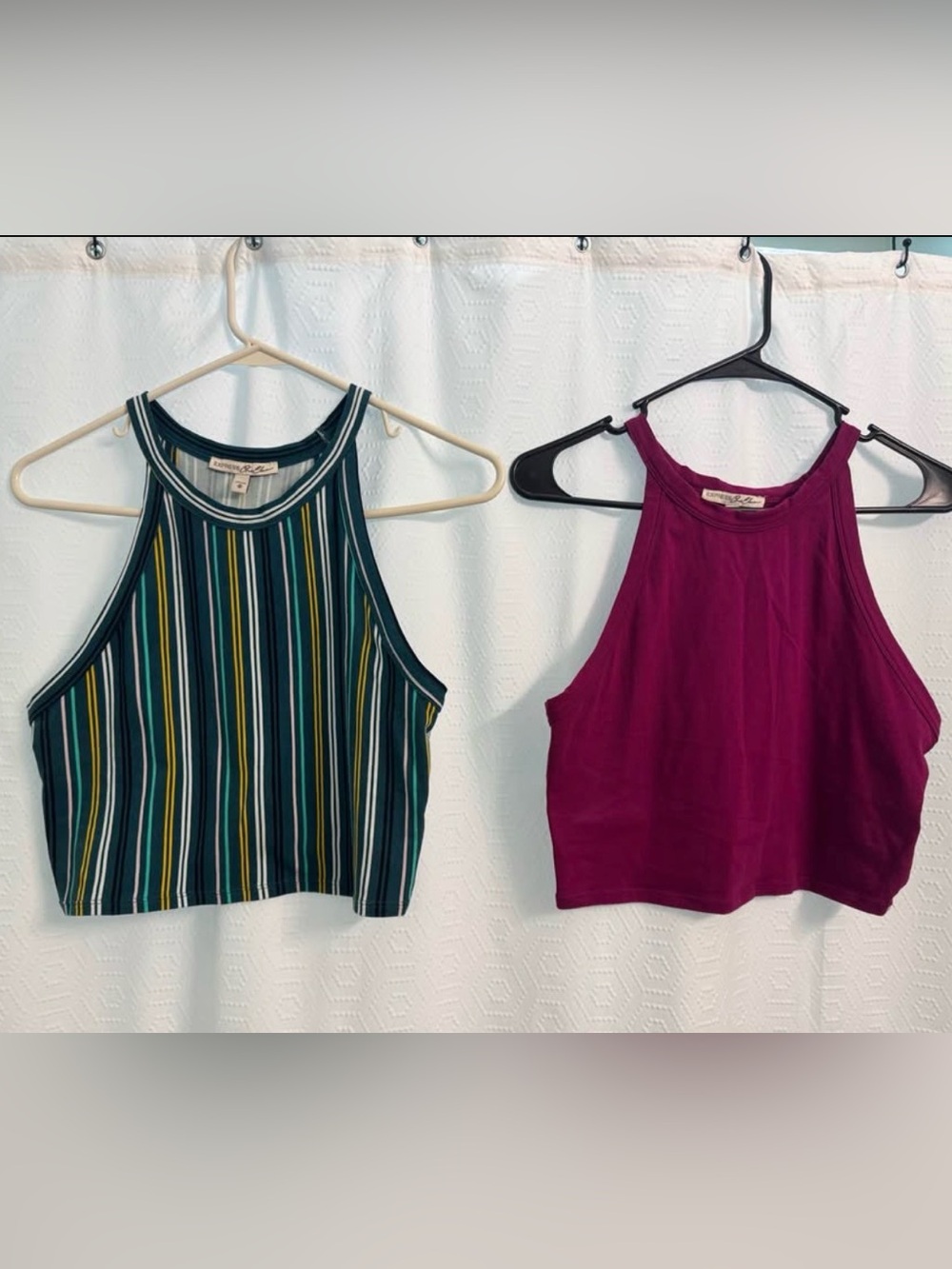 Express Striped Halter Crop Top & Magenta Ribbed Halter Crop Top
